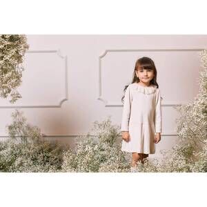 NEW PATACHOU girl's ribbed knit dress in ivory